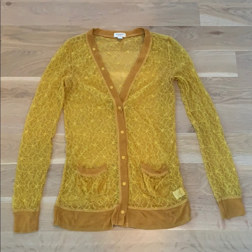 Rodarte for Target mustard yellow lace cardigan